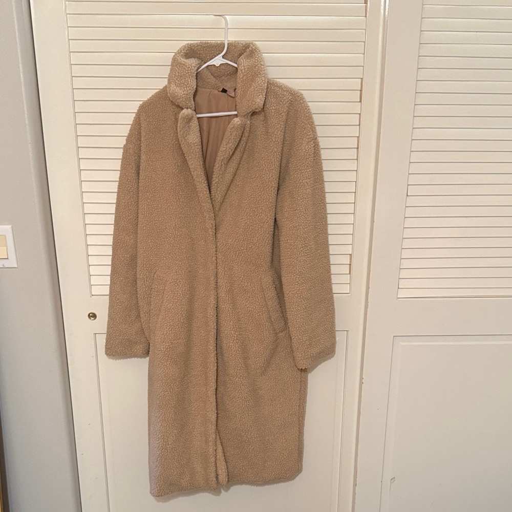 H&M Women’s Plush Teddy Coat - Camel